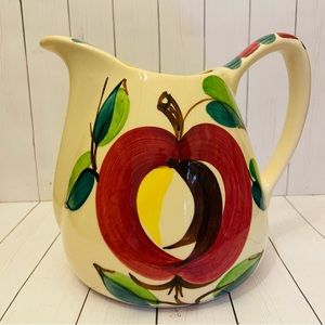 Purinton Pottery Slip Ware Apple 40 oz. Juice Pitcher 6" tall 1950s